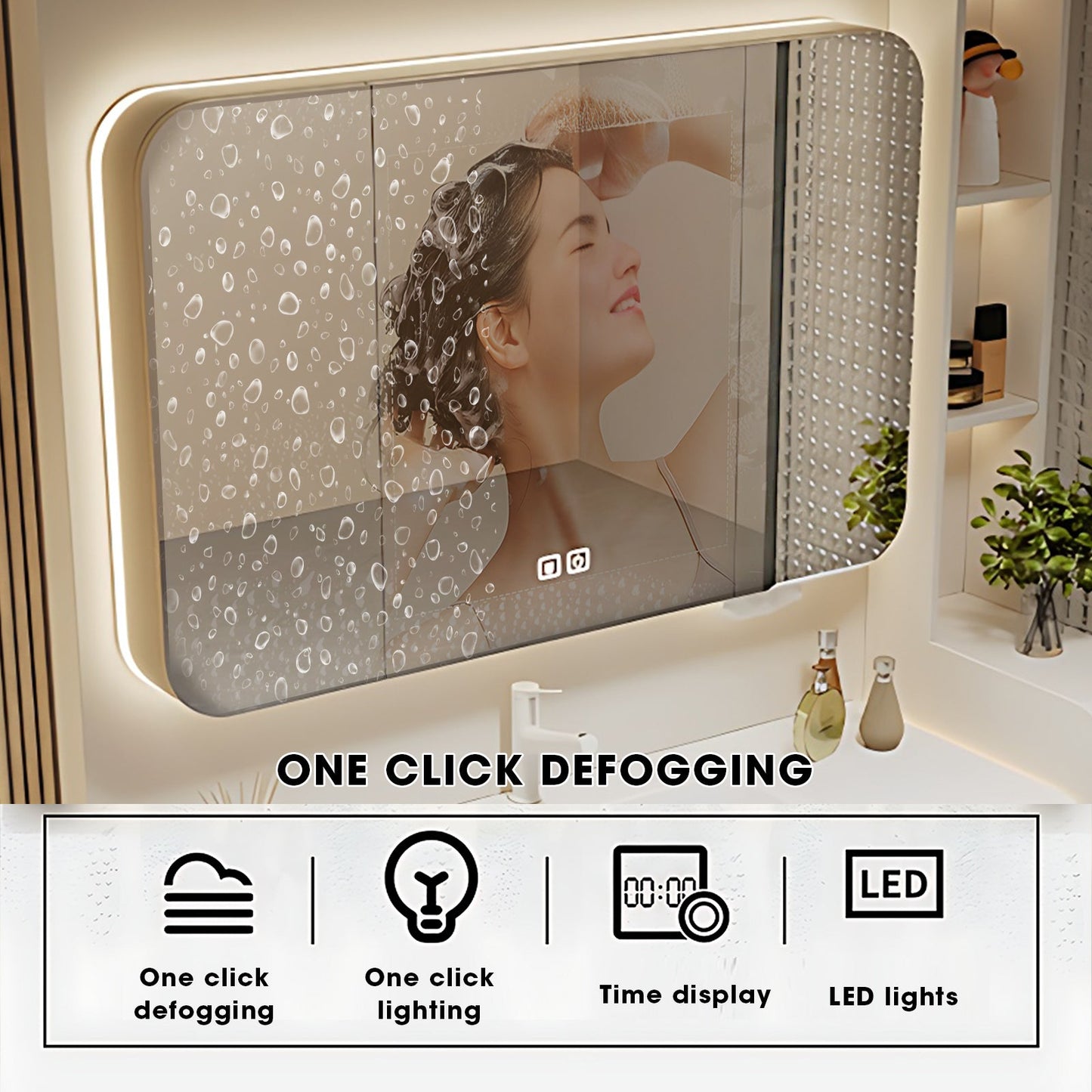 36"- 72" Wall-Mounted Bathroom Vanity Set with Smart Mirror , Single Sink
