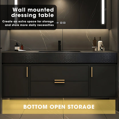 36"-68"Floating Bathroom Vanities with Sink Includes Wood Grain Style Slate Countertop