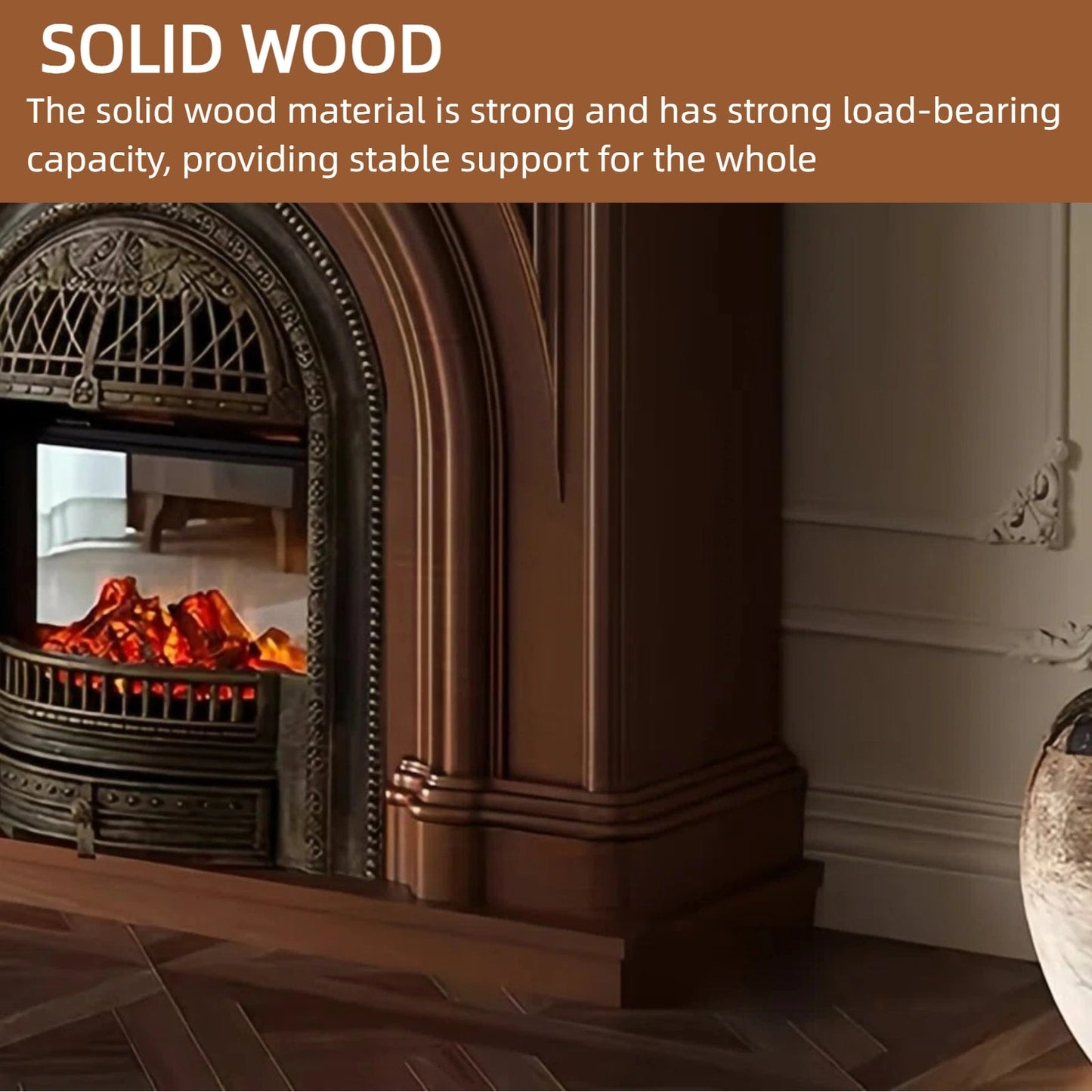 Aihm-Lon Brown Vintage Electric Fireplace Includes Arched Birdcage 47.24”(Bright brass birdcage)