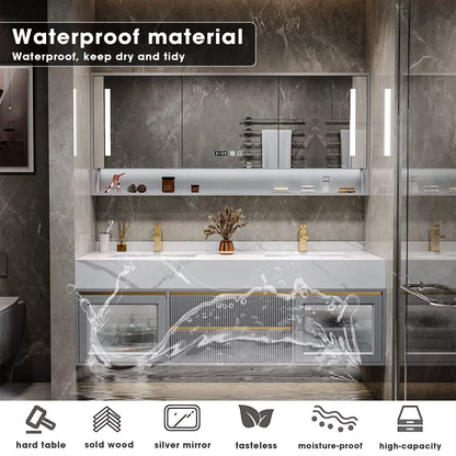 52"- 96" Modern  Grey Bathroom Vanity Set with Ceramic Basin and Smart Mirror Cabinet Double