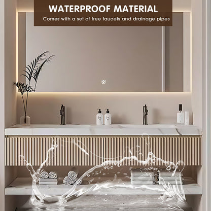 52"- 96" Floating Bathroom Vanity Set with Double Sink Mirror