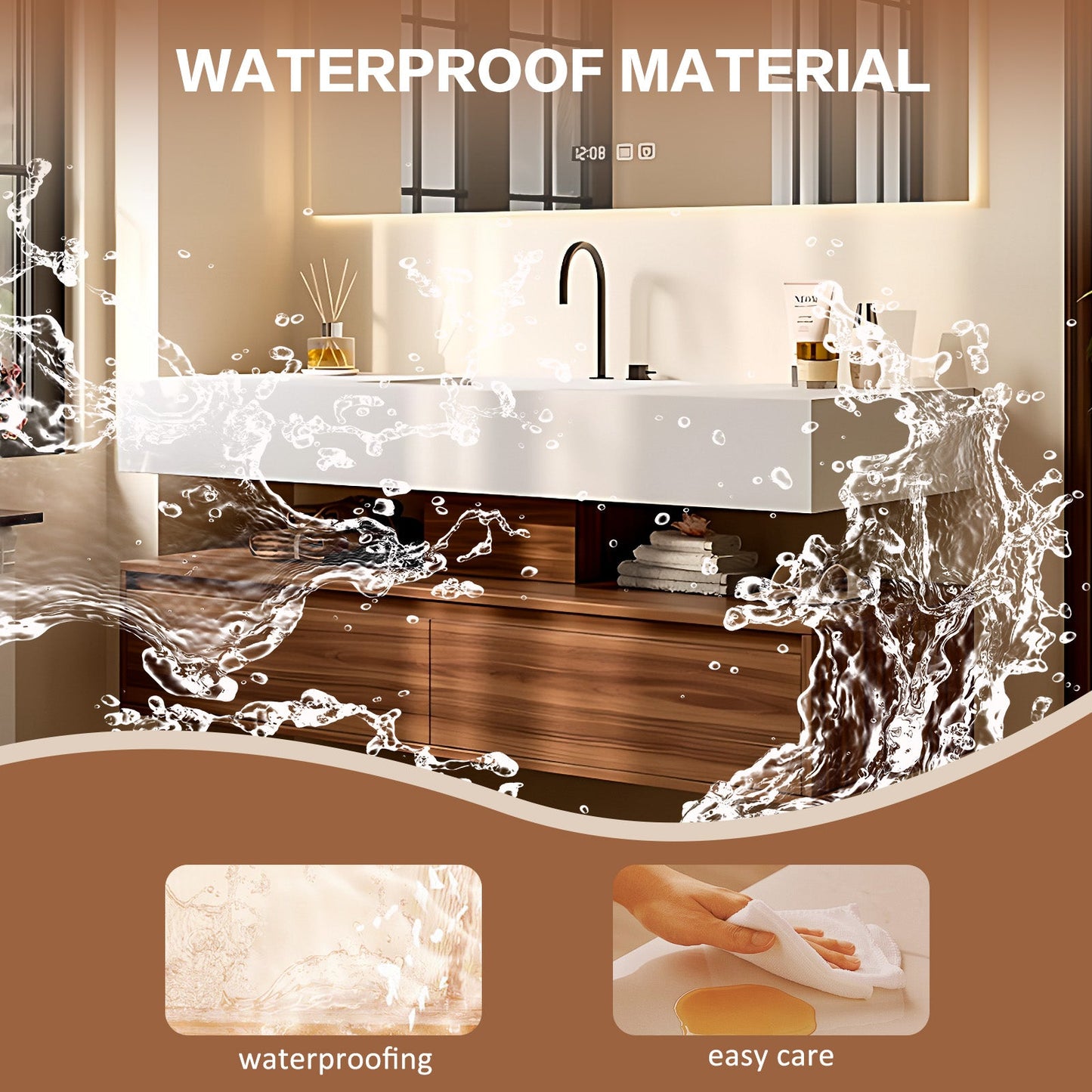 40‘’-64‘’ Modern Bathroom White Sink Vanity With Large Wooden Drawers