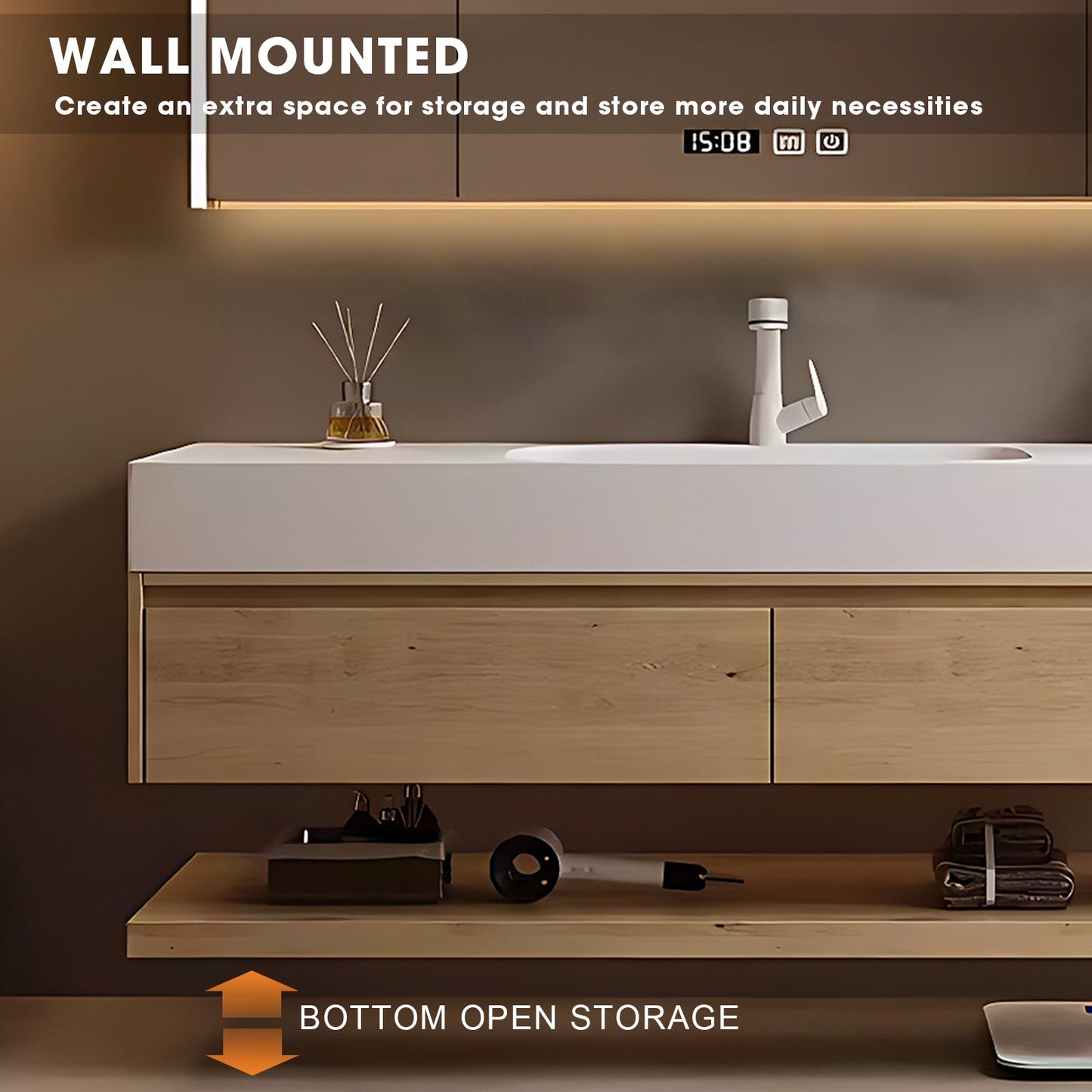 40"- 72" Single Basin Floating Bathroom Vanity Set with Mirror