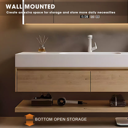 40"- 72" Single Basin Floating Bathroom Vanity Set with Mirror
