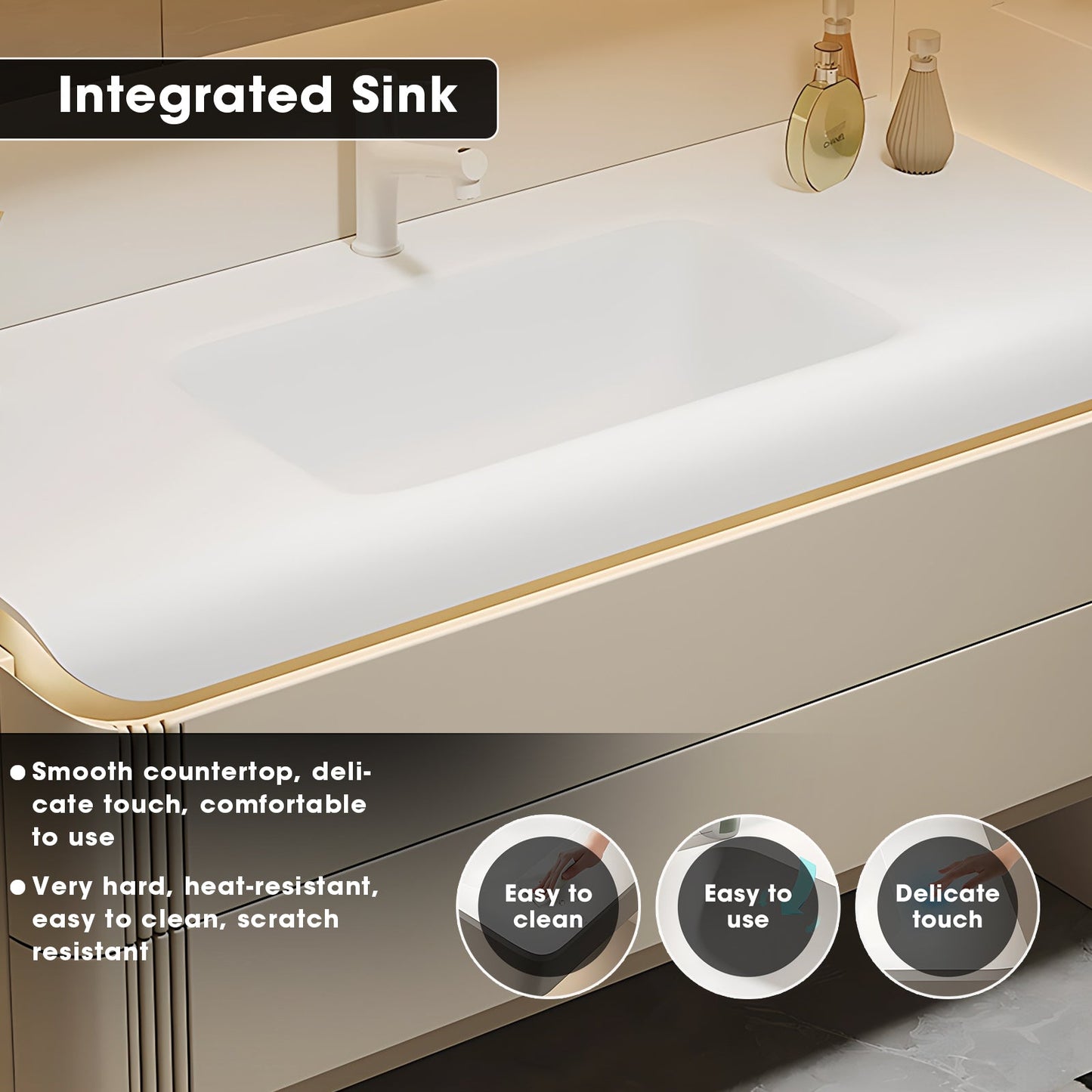 36"- 72" Wall-Mounted Bathroom Vanity Set with Smart Mirror , Single Sink
