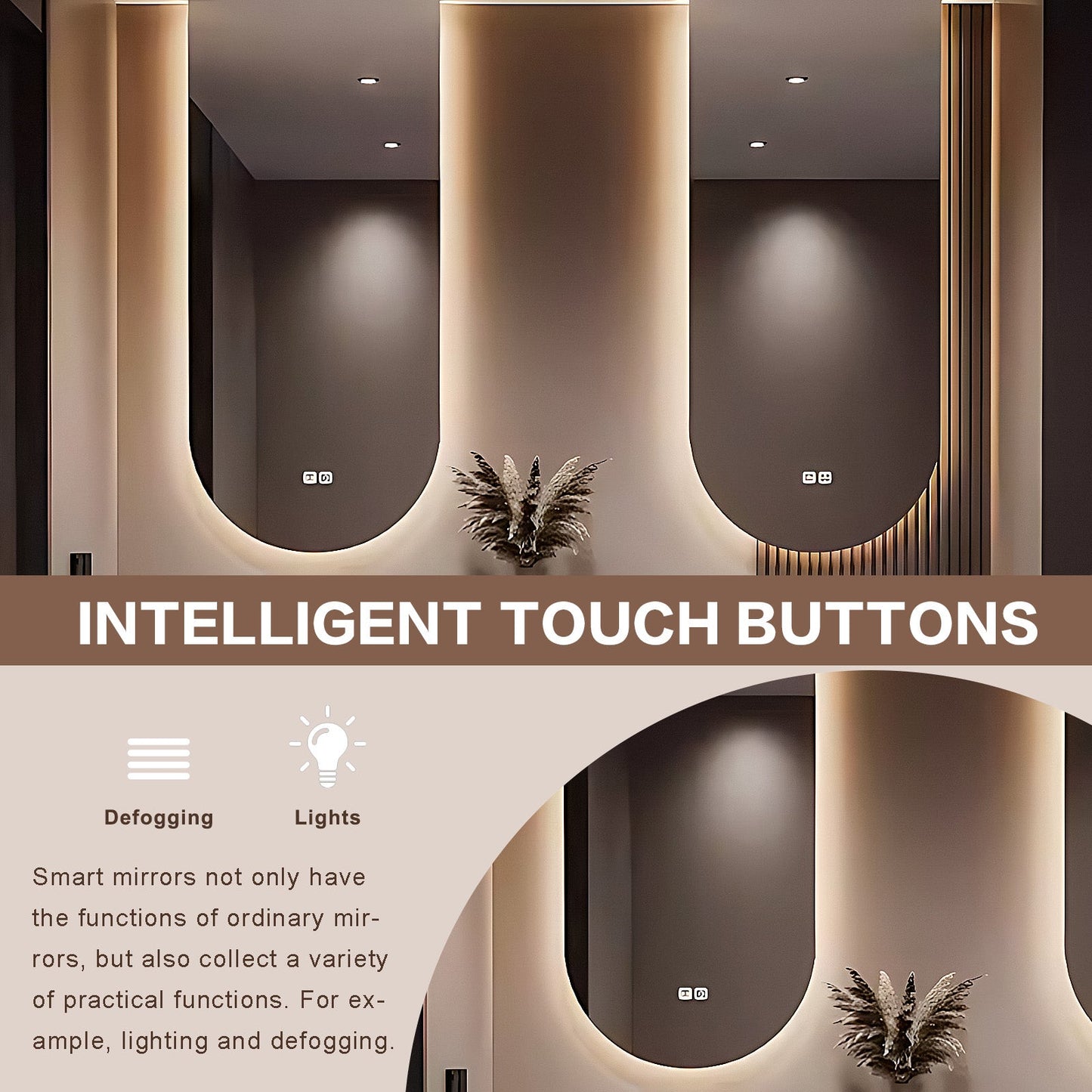 40"-72" Modern Floating Bathroom Vanity with Slate Countertop Smart Mirror