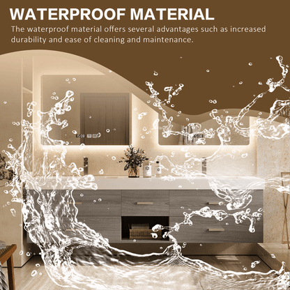 56"- 78"Floating Bathroom Vanity Includes Five Brown Wood Design Drawer