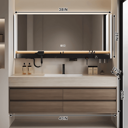 36"- 72" Solid Wood Bathroom Vanity Set with Intelligent Mirror