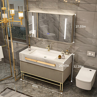 36"- 68" Freestanding Gold Bathroom Vanity Set with Smart Light Cabinet