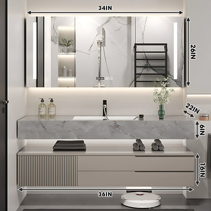 36"-72"Bathroom Vanity with Sink Floating Solid Wood Geometric Texture