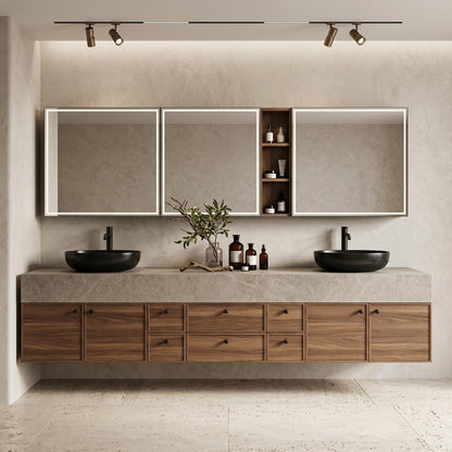 60''-96'' Double Bathroom Vanity with Sink Modern Floating Warm Wood Grain Spacious Storage