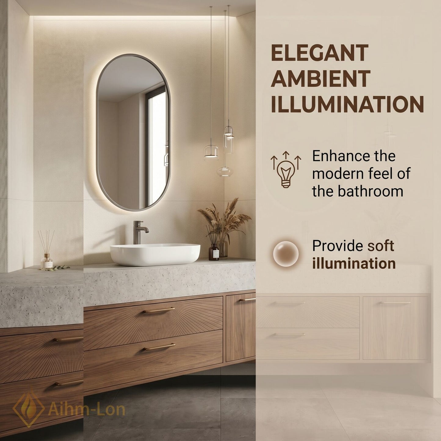 60''-96'' Double Bathroom Vanity with Sink Wall-Mounted Wall-Mount Wood-Grain Radiant Drawer Fronts