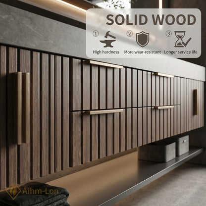 76''-96'' Double Bathroom Vanity with Sink Vertical Slatted Door Panels Dark Grey