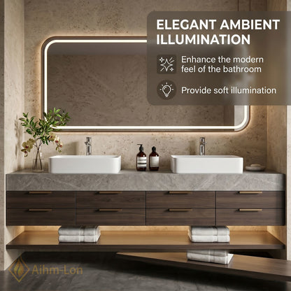 70''-96'' Double Bathroom Vanity with Sink Modern Stone Textured Top Dark Wood