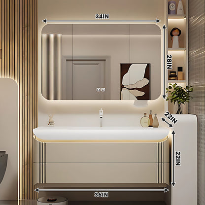 36"- 72" Wall-Mounted Bathroom Vanity Set with Smart Mirror , Single Sink