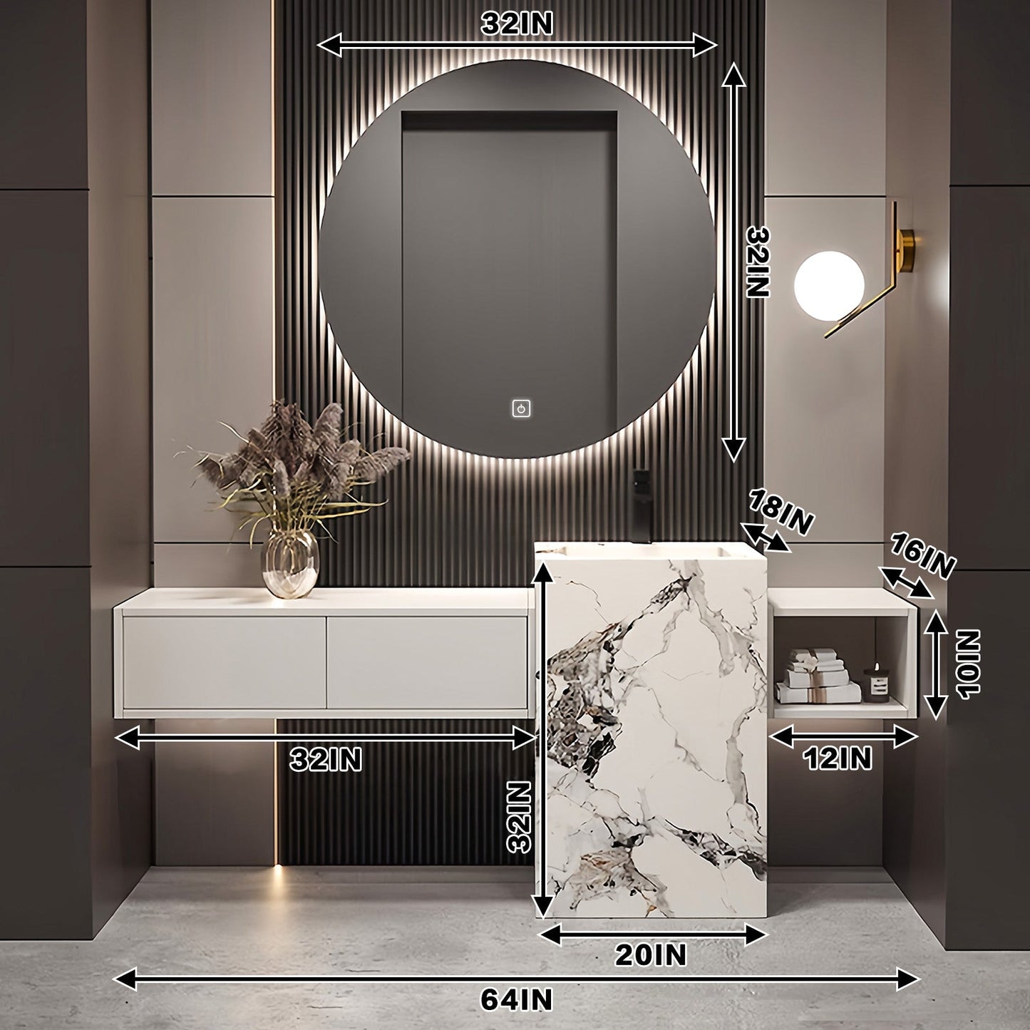 52"-72"Luxurious Bathroom Vanity with Sink Includes Individual White Drawer