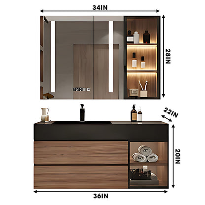 36"-72"Luxurious Solid Wood Bathroom Cabinet and Marble Slate Sink