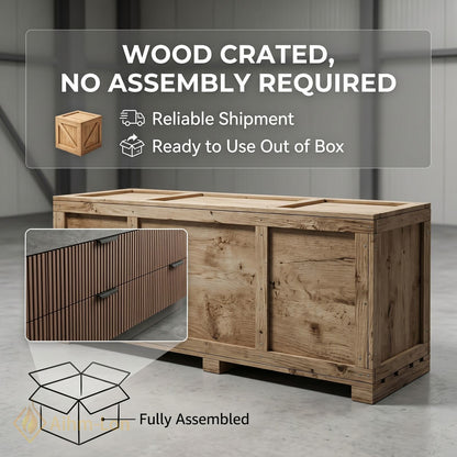 60''-96'' Double Bathroom Vanity with Sink Modern Open-Shelving Vertical Slat Paneling Dark