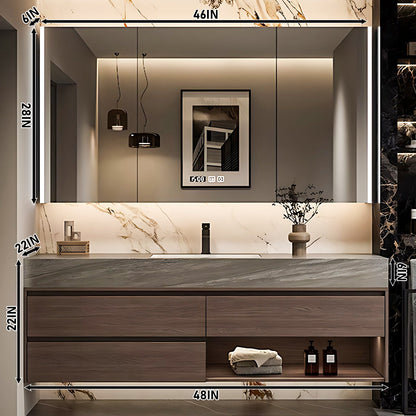 40"-72"Floating Bathroom Vanity with Sink Includes Log Modern Panel Drawers