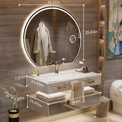 36"- 60" Modern Bathroom Vanity Set with Round Intelligent Mirror