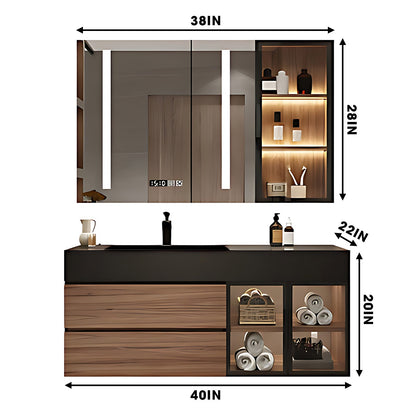 36"-72"Luxurious Solid Wood Bathroom Cabinet and Marble Slate Sink