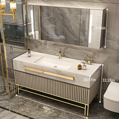 36"- 68" Freestanding Gold Bathroom Vanity Set with Smart Light Cabinet