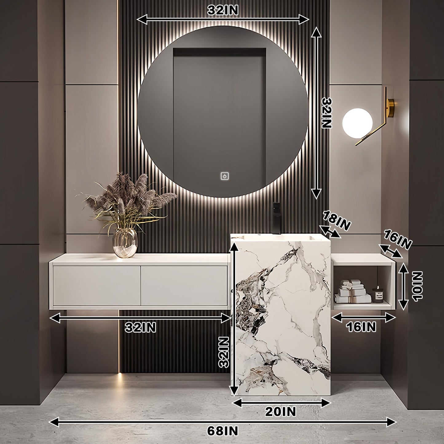 52"-72"Luxurious Bathroom Vanity with Sink Includes Individual White Drawer