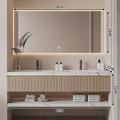 52"- 96" Floating Bathroom Vanity Set with Double Sink Mirror