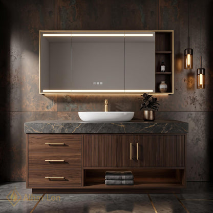 36''-110'' Bathroom Vanity with Sink Modern Vessel Sink Sintered Stone