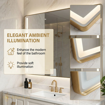 40''-64'' Modern Bathroom Vanity with Sink White Marble Gold Legs Central Drawers