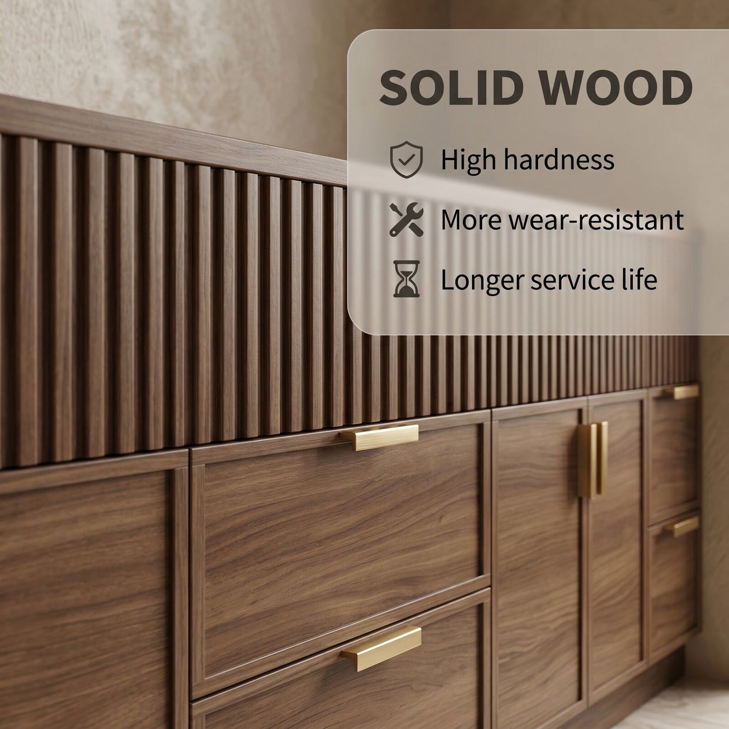 78''-96'' Modern Bathroom Vanity with Sink Double Sink Ribbed Texture Warm Wood Grain Cabinet