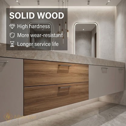 70''-96'' Double Bathroom Vanity with Sink Floating Mirror-Cabinet Design Marble Pattern Top