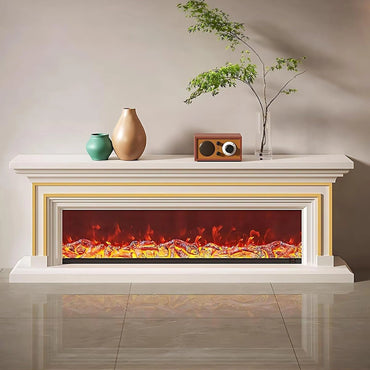 Aihm-Lon Simple Electric Fireplace with Golden line decoration 59”-95”