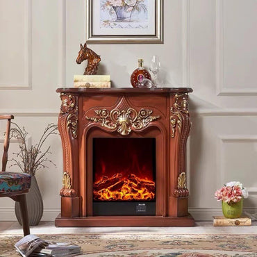 Aihm-Lon Electric Fireplace with Gold Outline Carving 39”