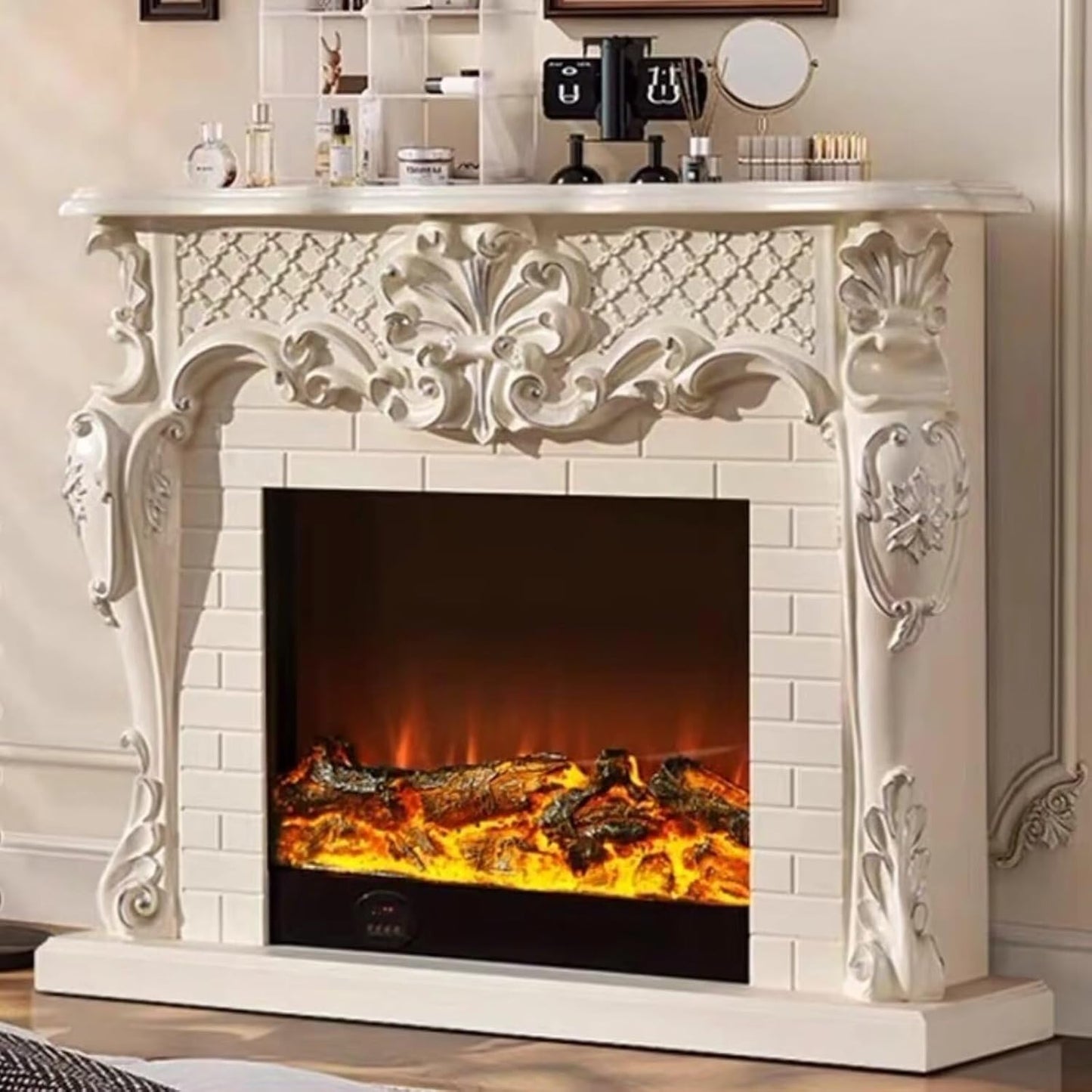 Aihm-Lon Modern Electric Fireplace 3D Plaid Carving 48”