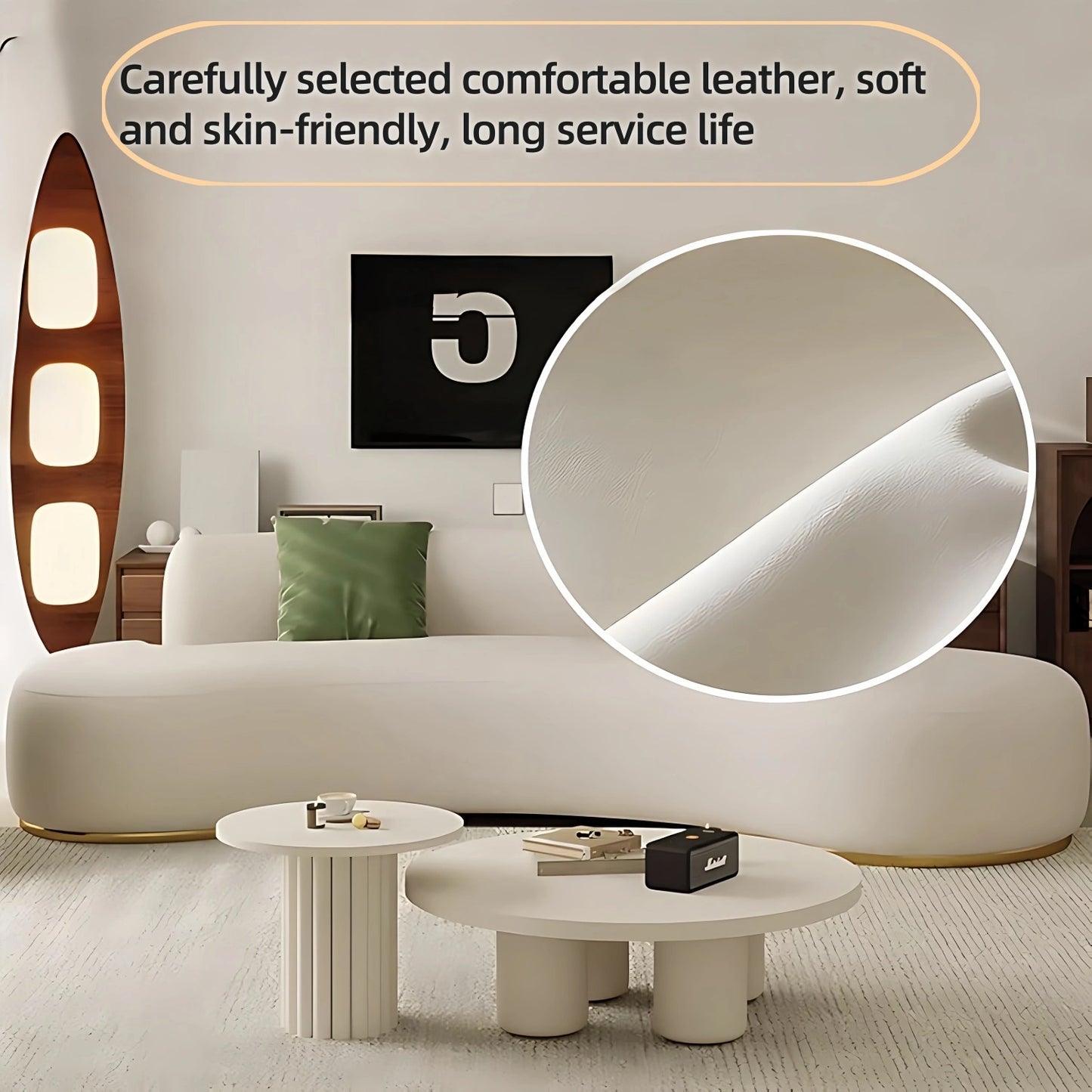 Aihm-Lon Commercial Grade White Modern Sectional Sofa Set with Stool and Coffee Table 79"-110"