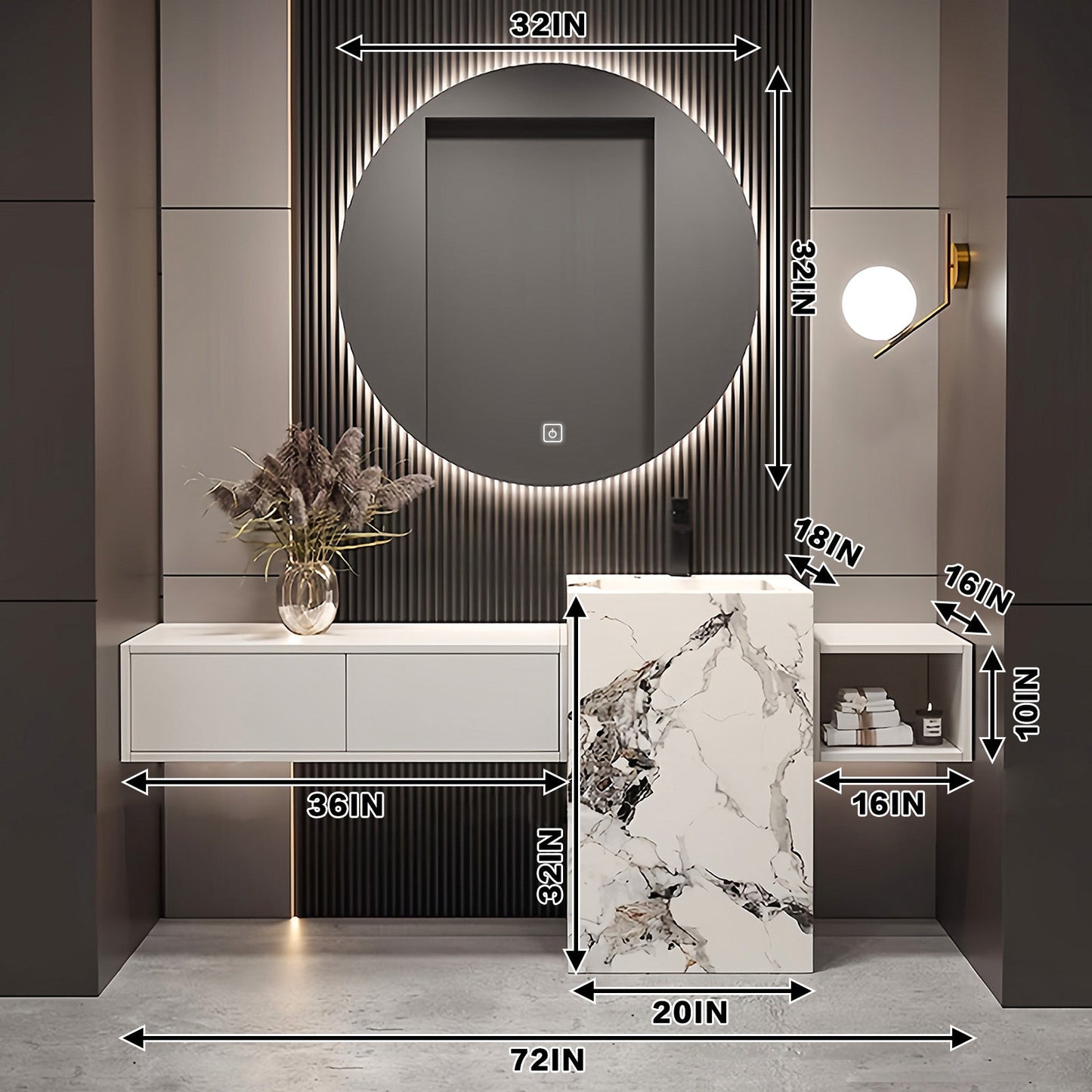 52"-72"Luxurious Bathroom Vanity with Sink Includes Individual White Drawer