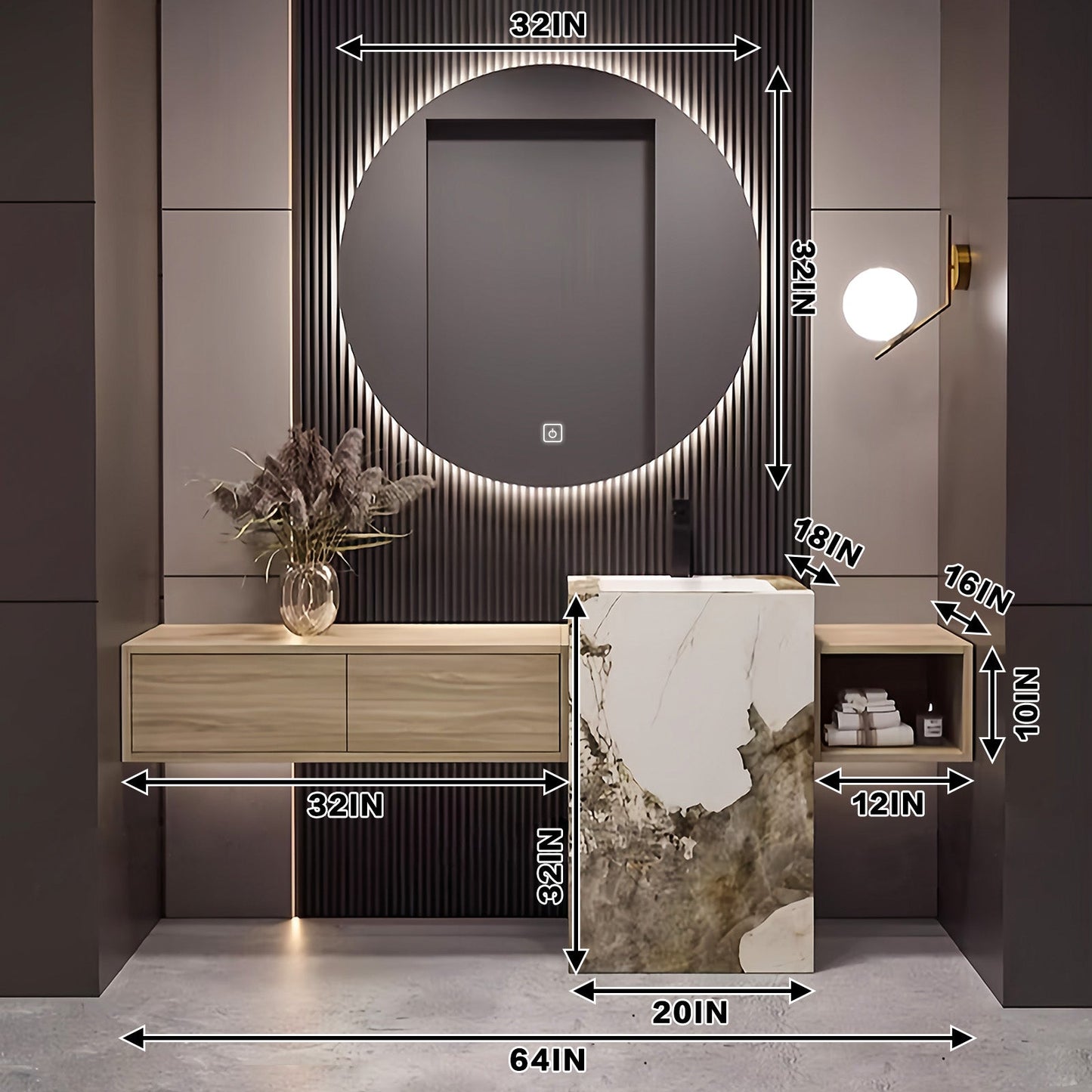 52"-72"Luxurious Bathroom Vanity with Sink Includes Individual Wood Color Drawer