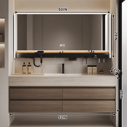 36"- 72" Solid Wood Bathroom Vanity Set with Intelligent Mirror