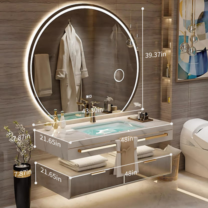 36"- 60" Modern Bathroom Vanity Set with Round Intelligent Mirror