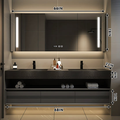 56"-96"Modern Bathroom Vanities with Three Large Drawers