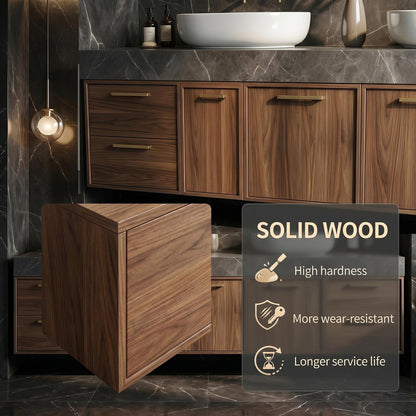 70''-96'' Modern Bathroom Vanity with Sink Double Sink Dark Marble Walnut Finish Mirror Cabinet