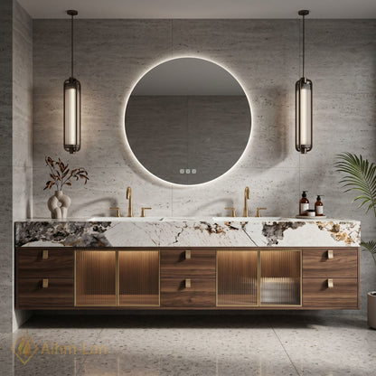 78''-96'' Double Bathroom Vanity with Sink Floating Wall-Mounted Wall-Mount Stone-Top Elegant Vanities
