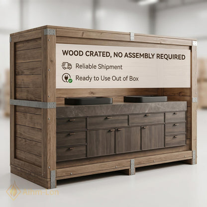 72''-96'' Double Bathroom Vanity with Sink Dark-Walnut Floating Grain Drawer Storage