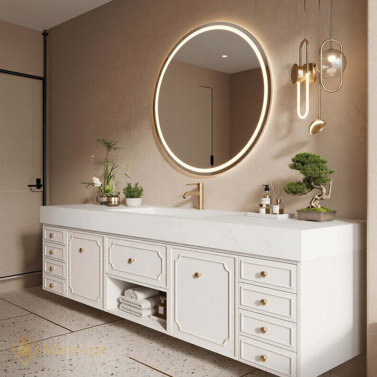 80''-96'' Bathroom Vanity with Sink White Painted Finish Floating Vanity