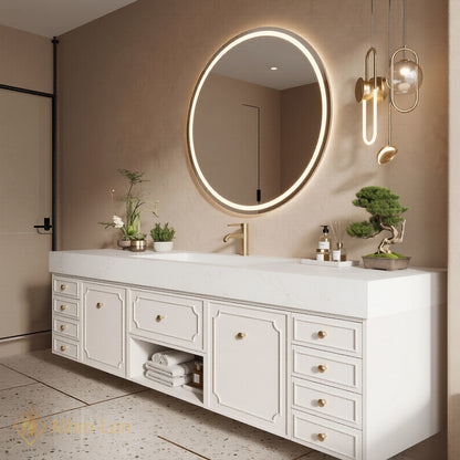 80''-96'' Bathroom Vanity with Sink White Painted Finish Floating Vanity