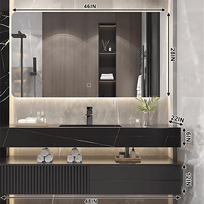 32"- 72" Modern Black Bathroom Vanity Set with Mirror and Single Basin