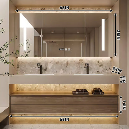 52"-96"Modern Double Bathroom Vanities with Sink Includes Two Large Drawers