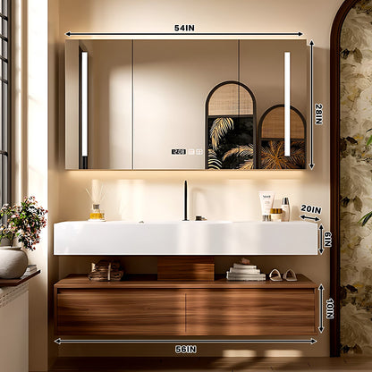40‘’-64‘’ Modern Bathroom White Sink Vanity With Large Wooden Drawers