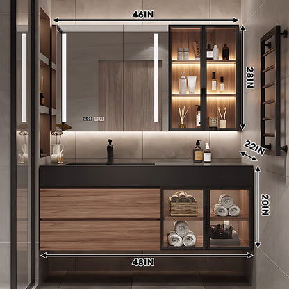 36"-72"Luxurious Solid Wood Bathroom Cabinet and Marble Slate Sink